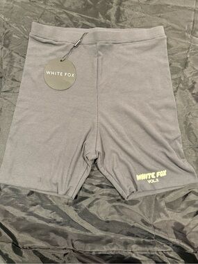 White Fox Boutique Gray Ribbed Athletic Bike Shorts